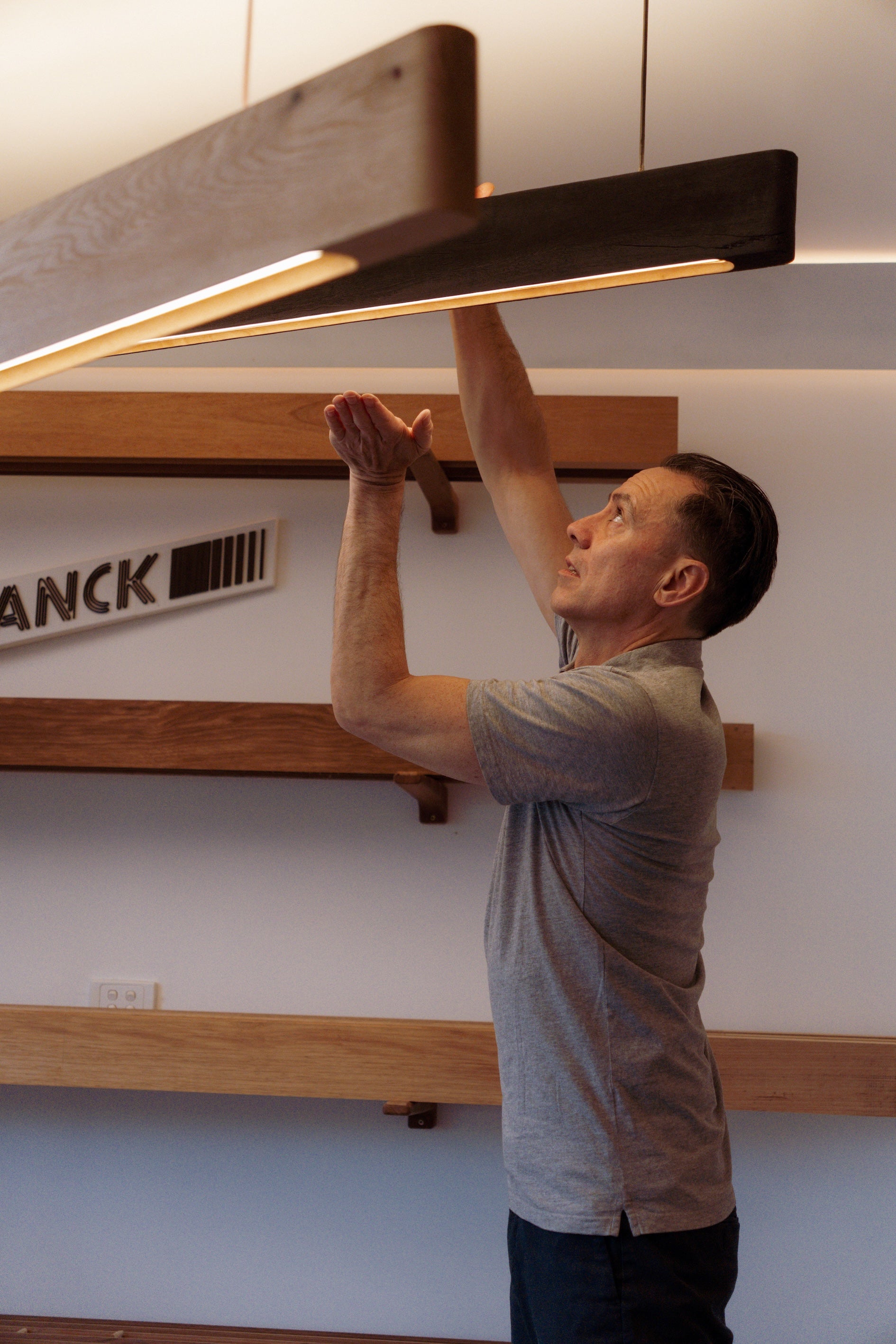 Linear Timber Pendant — Planck Lighting