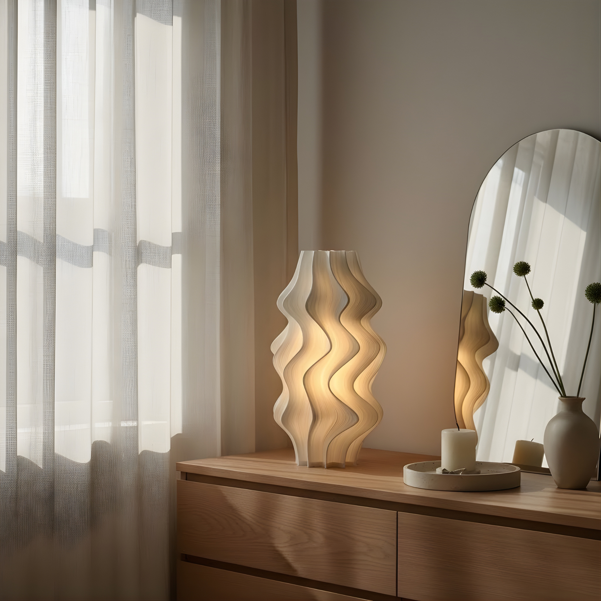 Iris Pleated Table Lamp Crème — Namami