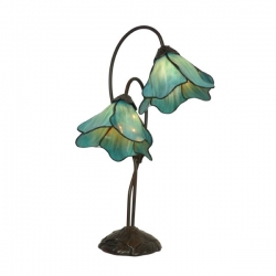 TWIN LOTUS LAMP TEAL - Click for more info